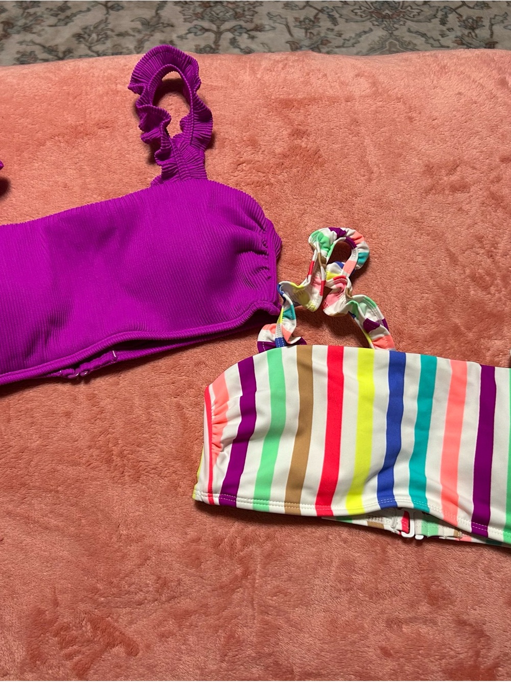 Xhilaration Purple and Multicolor Stripe Bikini Tops